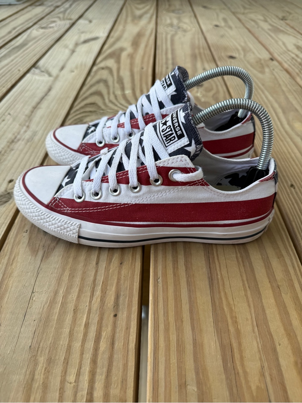 Converse All Star USA Women’s 7 American Flag Red White Blue Low M3494 - Picture 3 of 8